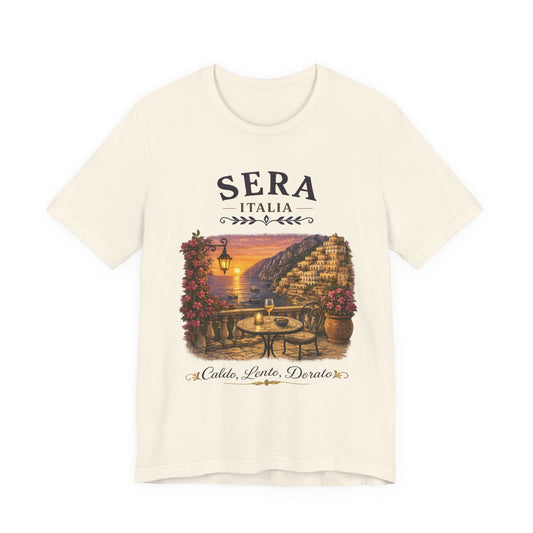 Sera Italia Vintage Graphic Tee – Golden Italian Sunset Coastal Shirt