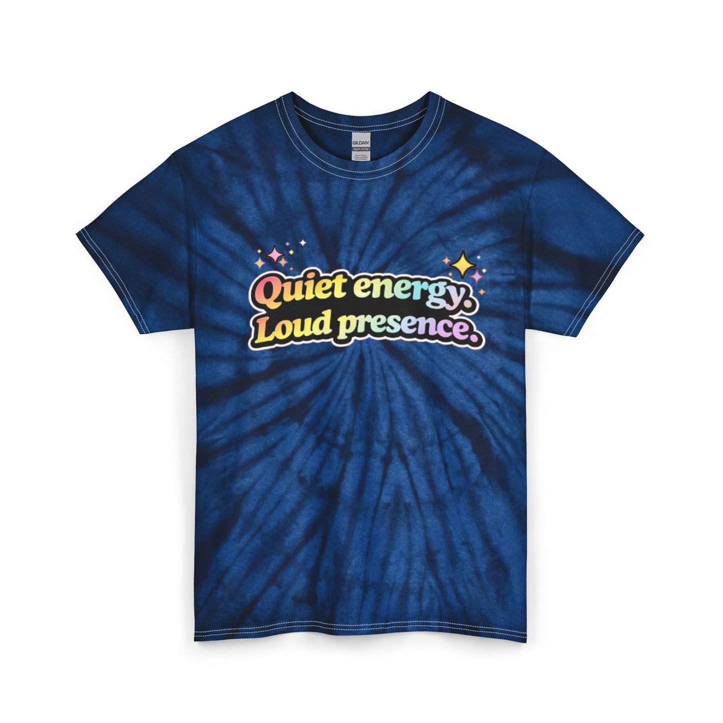 "Quiet energy, Loud presence." Tie-Dye Retro Graphic Tee