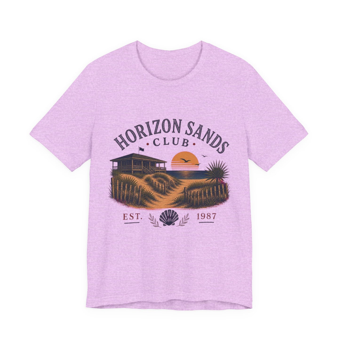 Horizon Sands Club Vintage Graphic Tee – Retro Coastal Sunset Style Shirt