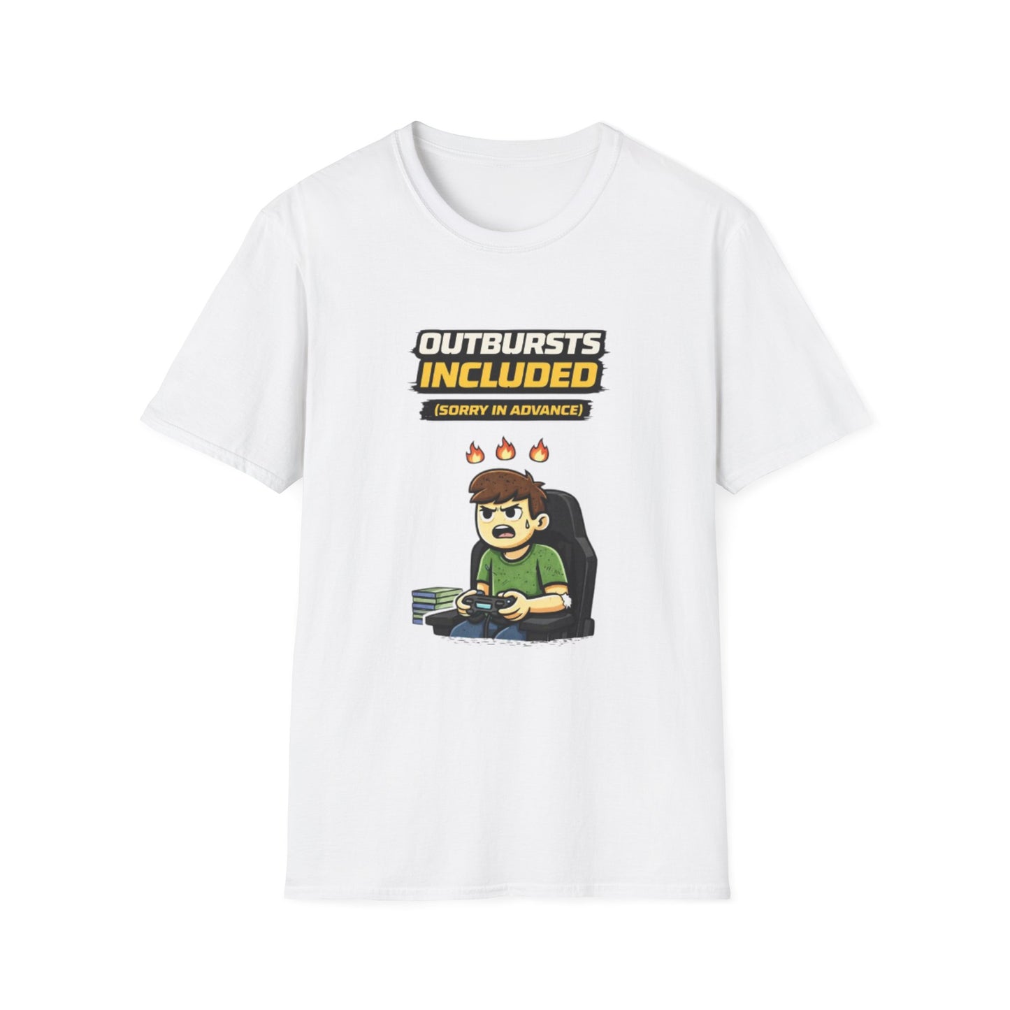 “Outbursts Included — Sorry in Advance” Funny Gamer Graphic Tee