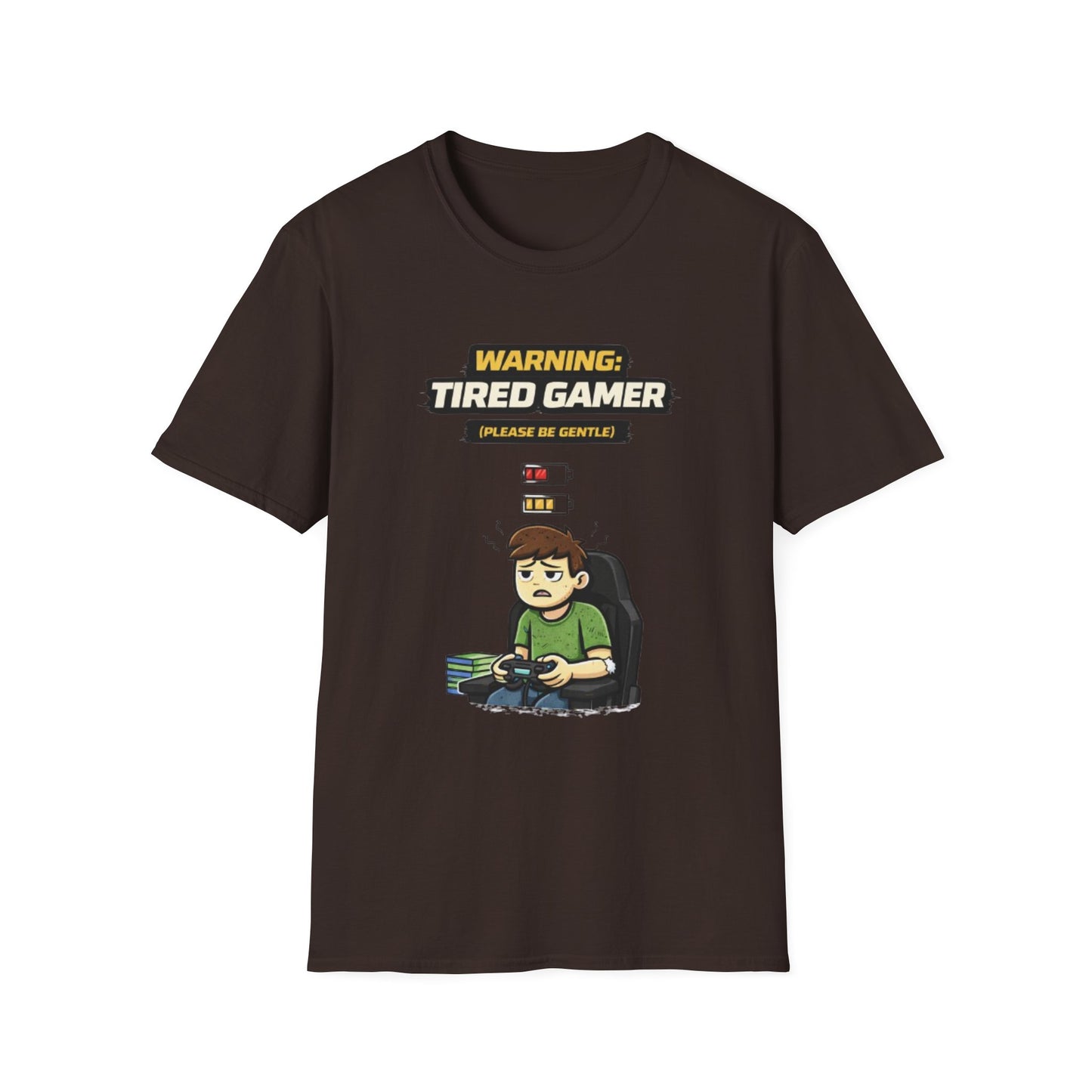 "Warning Tired Gamer" Funny Gamer Graphic Tee