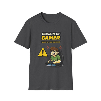 "Beware of Gamer T-Shirt" Funny Gamer Graphic Tee