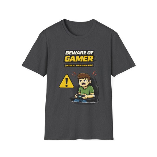 "Beware of Gamer T-Shirt" Funny Gamer Graphic Tee