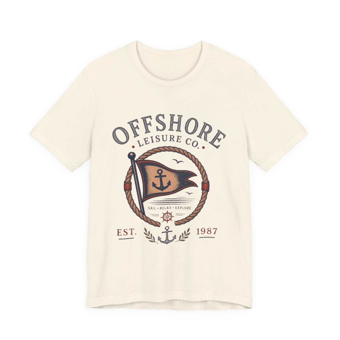 Offshore Leisure Co. Vintage Graphic Tee – Retro Nautical Flag Style Shirt