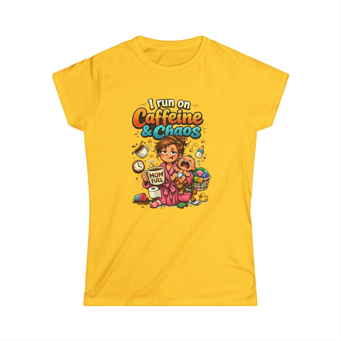 "I Run on Caffeine & Chaos" Funny Mom Tee