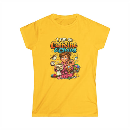 "I Run on Caffeine & Chaos" Funny Mom Tee