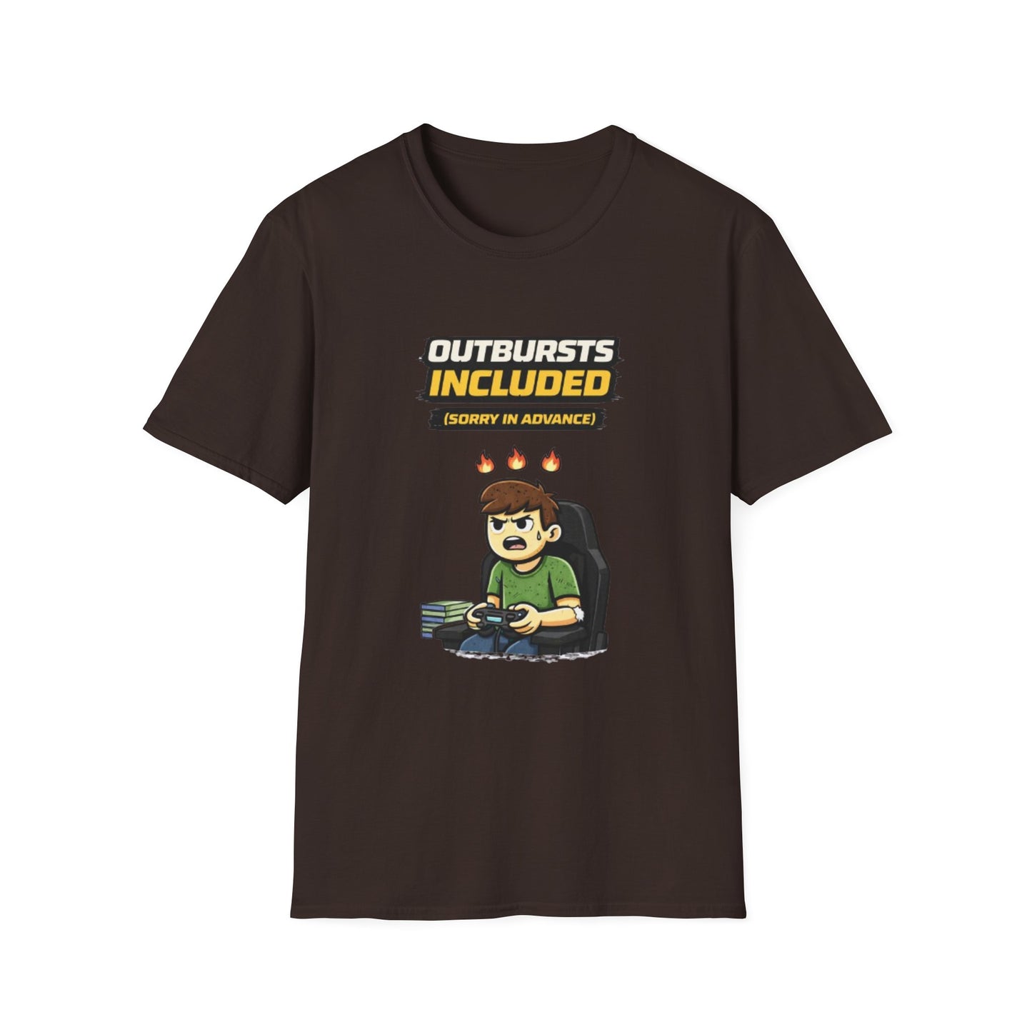 “Outbursts Included — Sorry in Advance” Funny Gamer Graphic Tee