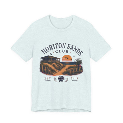 Horizon Sands Club Vintage Graphic Tee – Retro Coastal Sunset Style Shirt