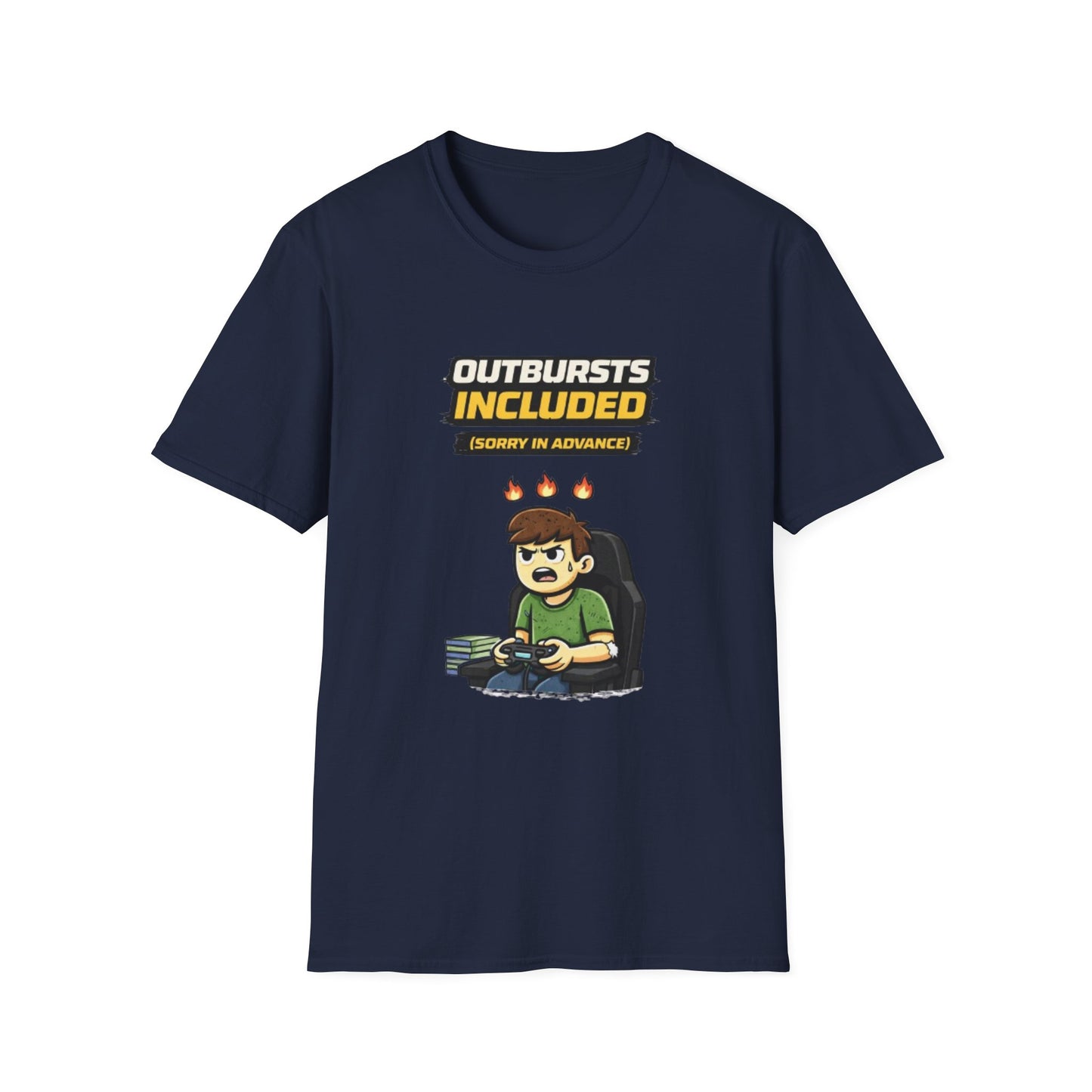 “Outbursts Included — Sorry in Advance” Funny Gamer Graphic Tee