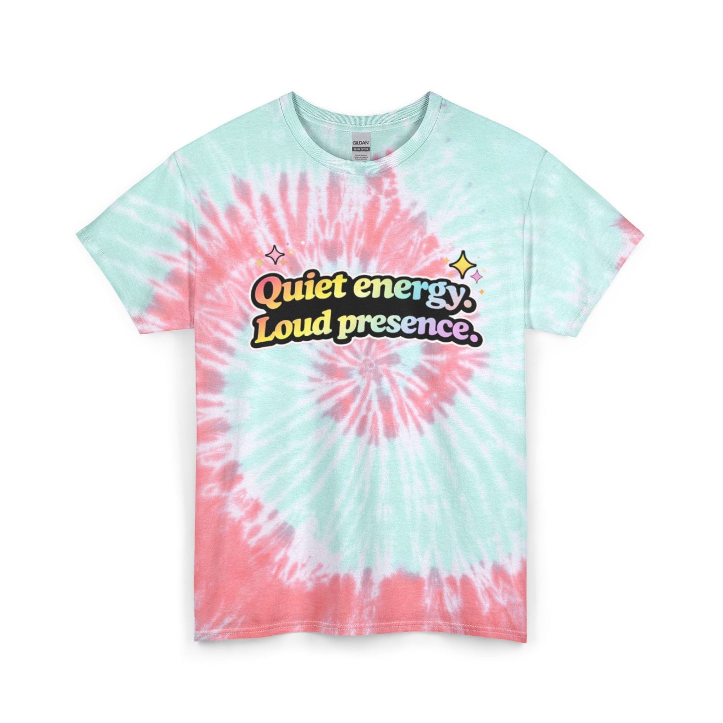 "Quiet energy, Loud presence." Tie-Dye Retro Graphic Tee
