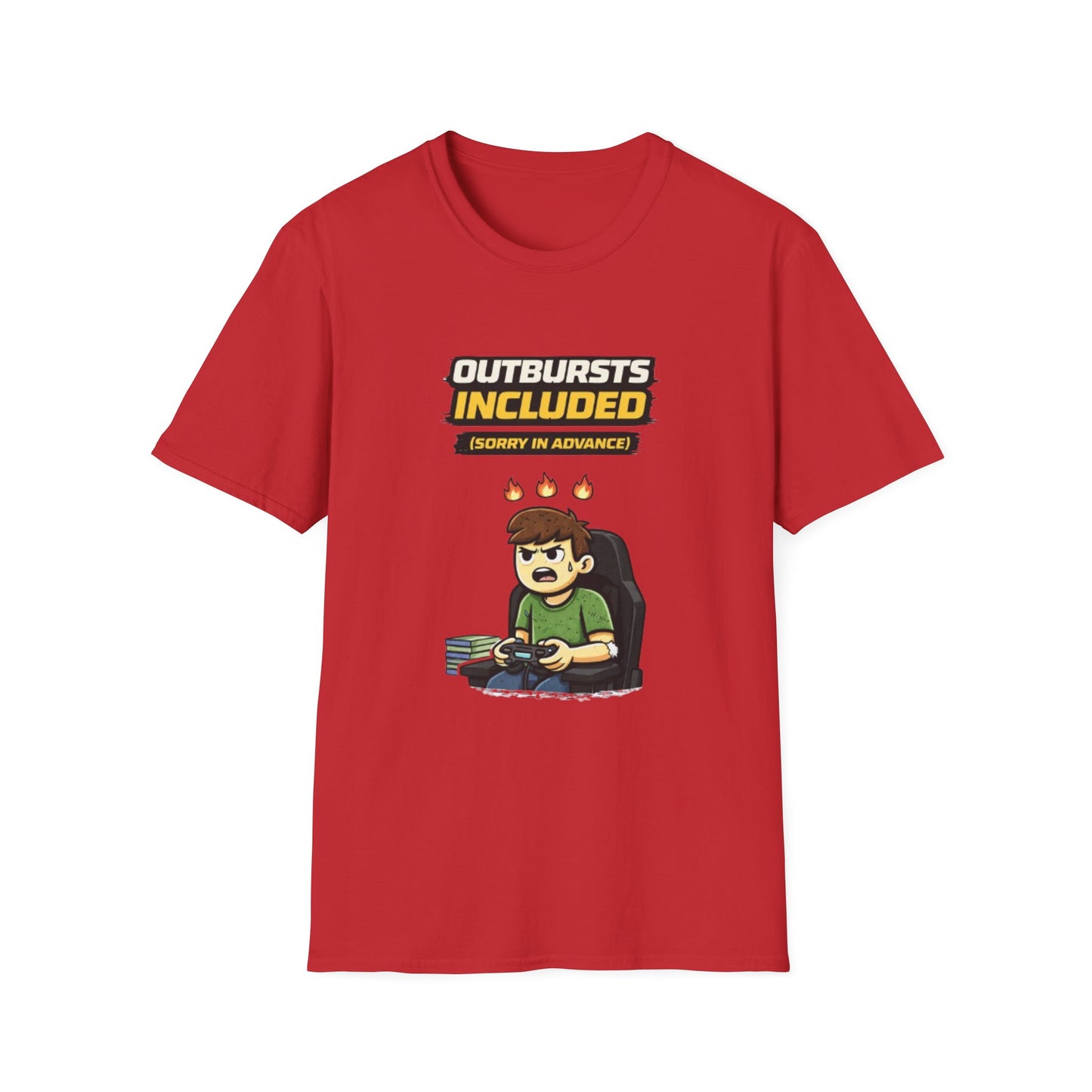 “Outbursts Included — Sorry in Advance” Funny Gamer Graphic Tee
