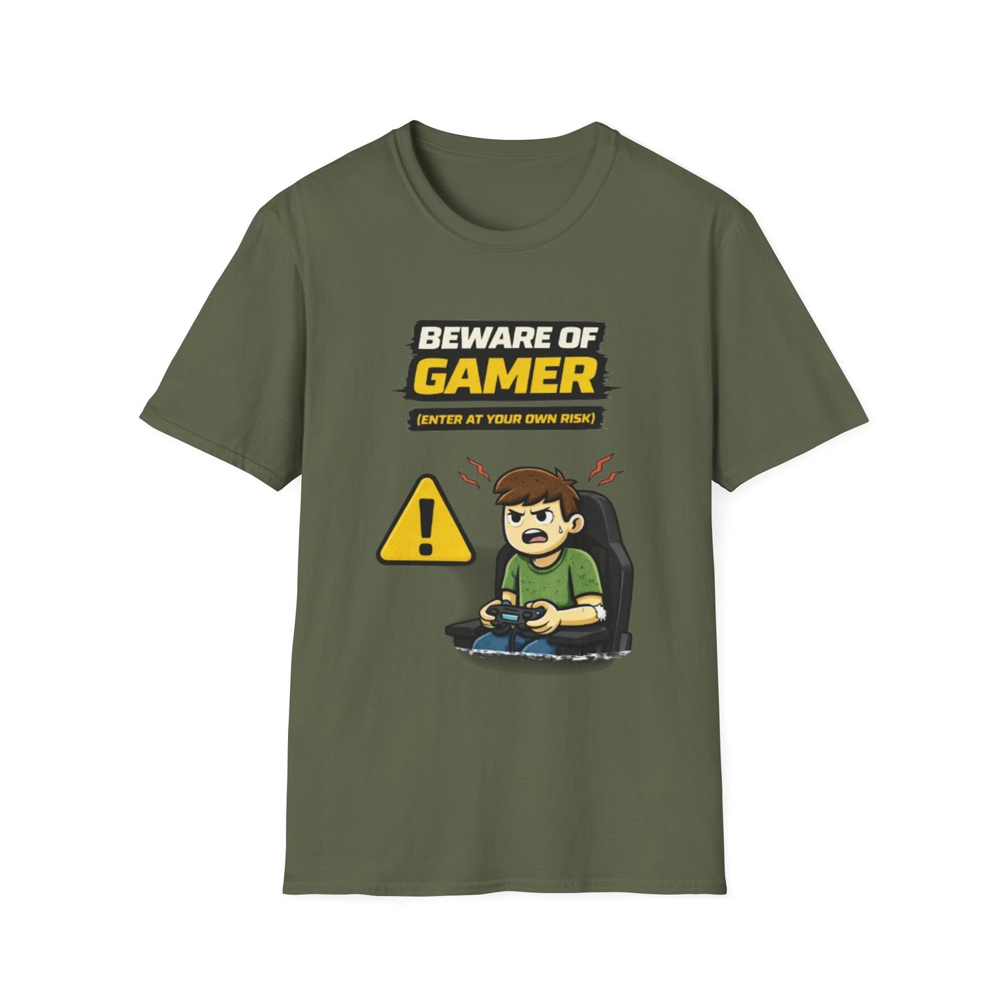 "Beware of Gamer T-Shirt" Funny Gamer Graphic Tee