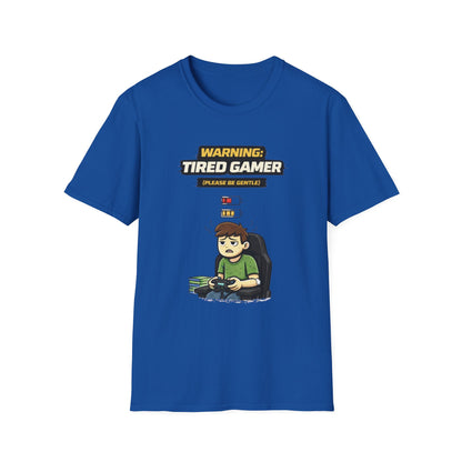 "Warning Tired Gamer" Funny Gamer Graphic Tee
