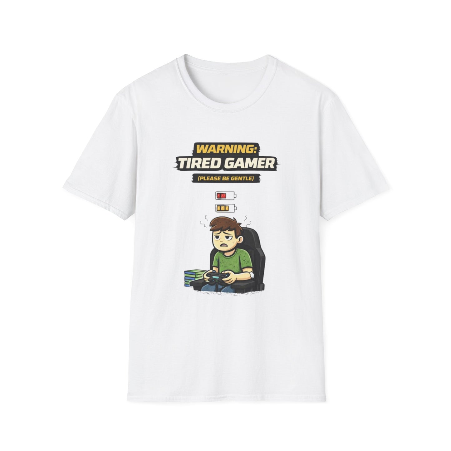 "Warning Tired Gamer" Funny Gamer Graphic Tee
