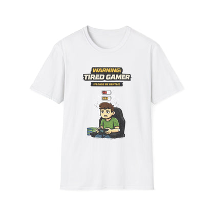 "Warning Tired Gamer" Funny Gamer Graphic Tee