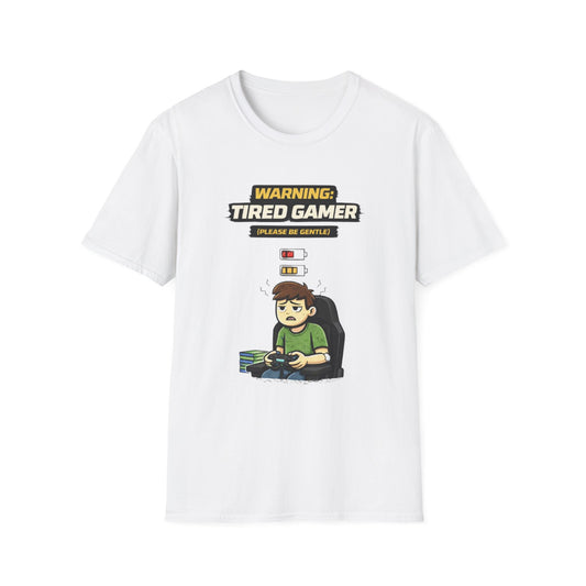 "Warning Tired Gamer" Funny Gamer Graphic Tee