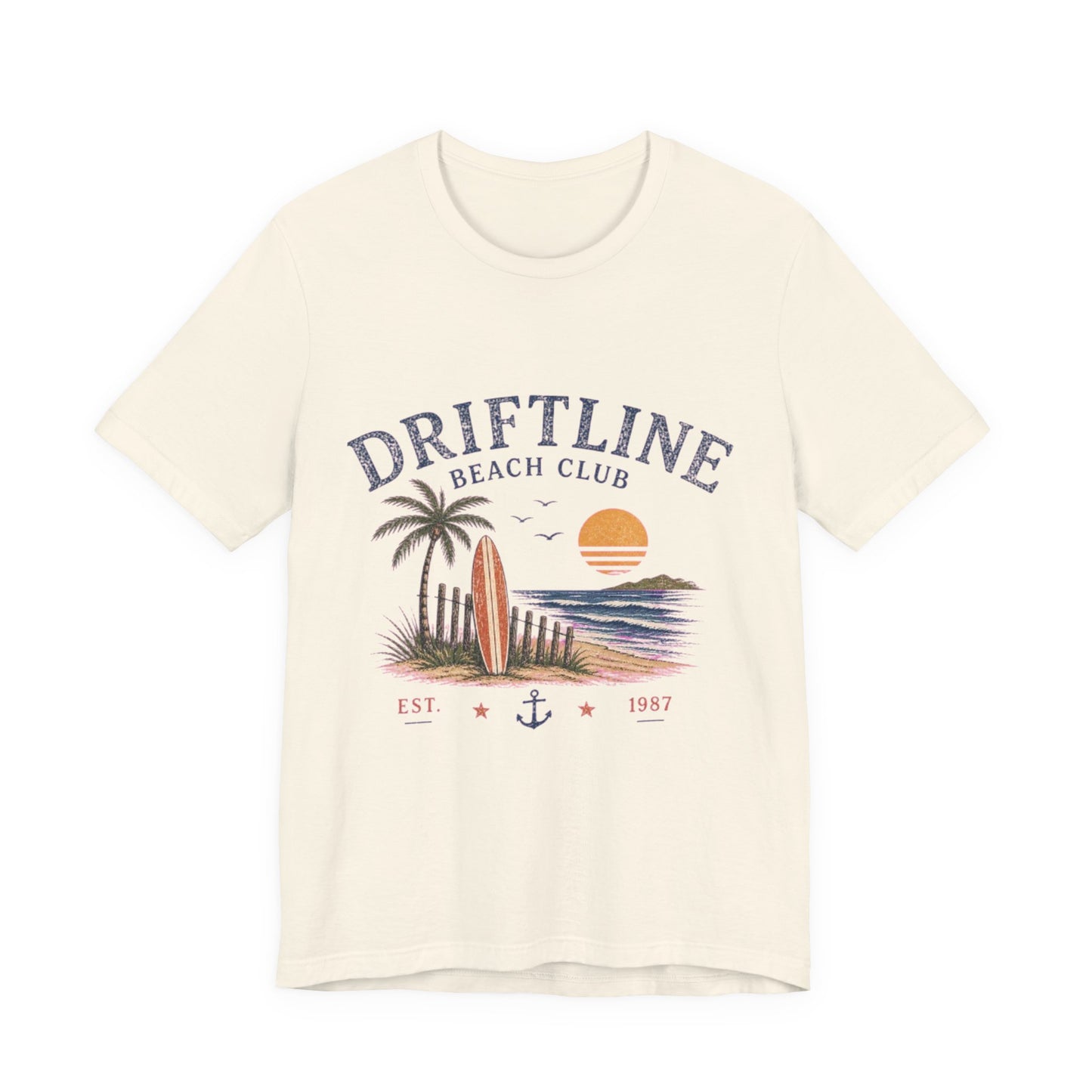 Driftline Beach Club Vintage Graphic Tee – Retro Coastal Surf Style Shirt