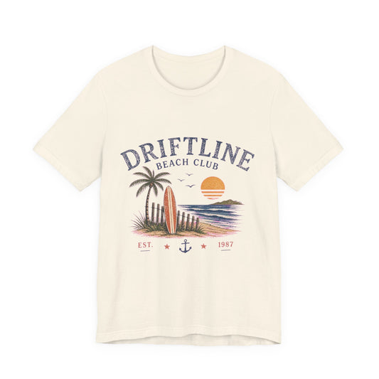 Driftline Beach Club Vintage Graphic Tee – Retro Coastal Surf Style Shirt