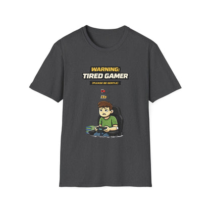 "Warning Tired Gamer" Funny Gamer Graphic Tee