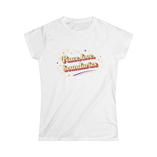 "Peace, Love, Boundaries" Cute Women's Tee