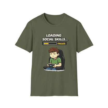 "Loading Social Skills Failed" Funny Gamer Graphic Tee