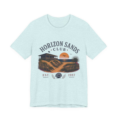 Horizon Sands Club Vintage Graphic Tee – Retro Coastal Sunset Style Shirt