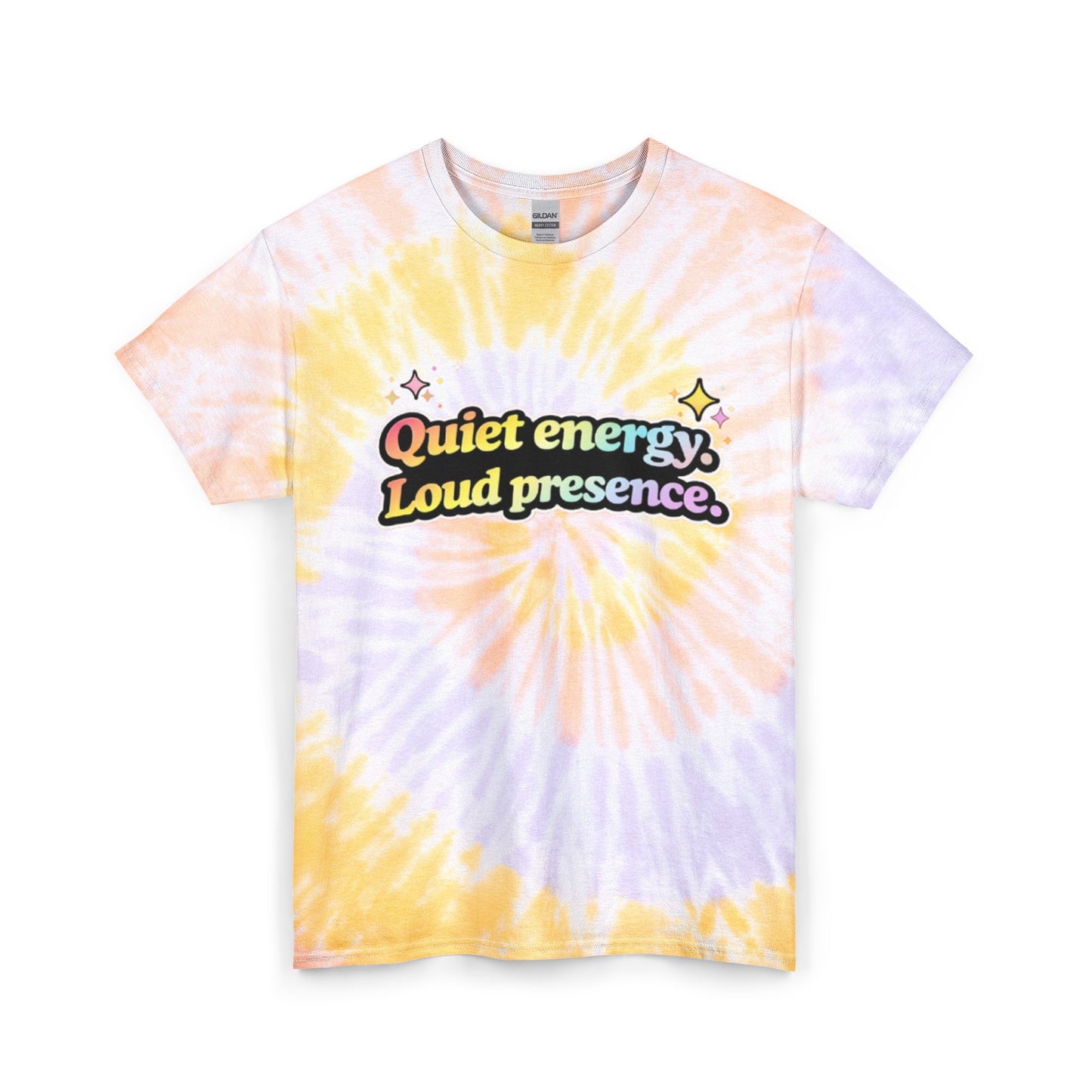 "Quiet energy, Loud presence." Tie-Dye Retro Graphic Tee
