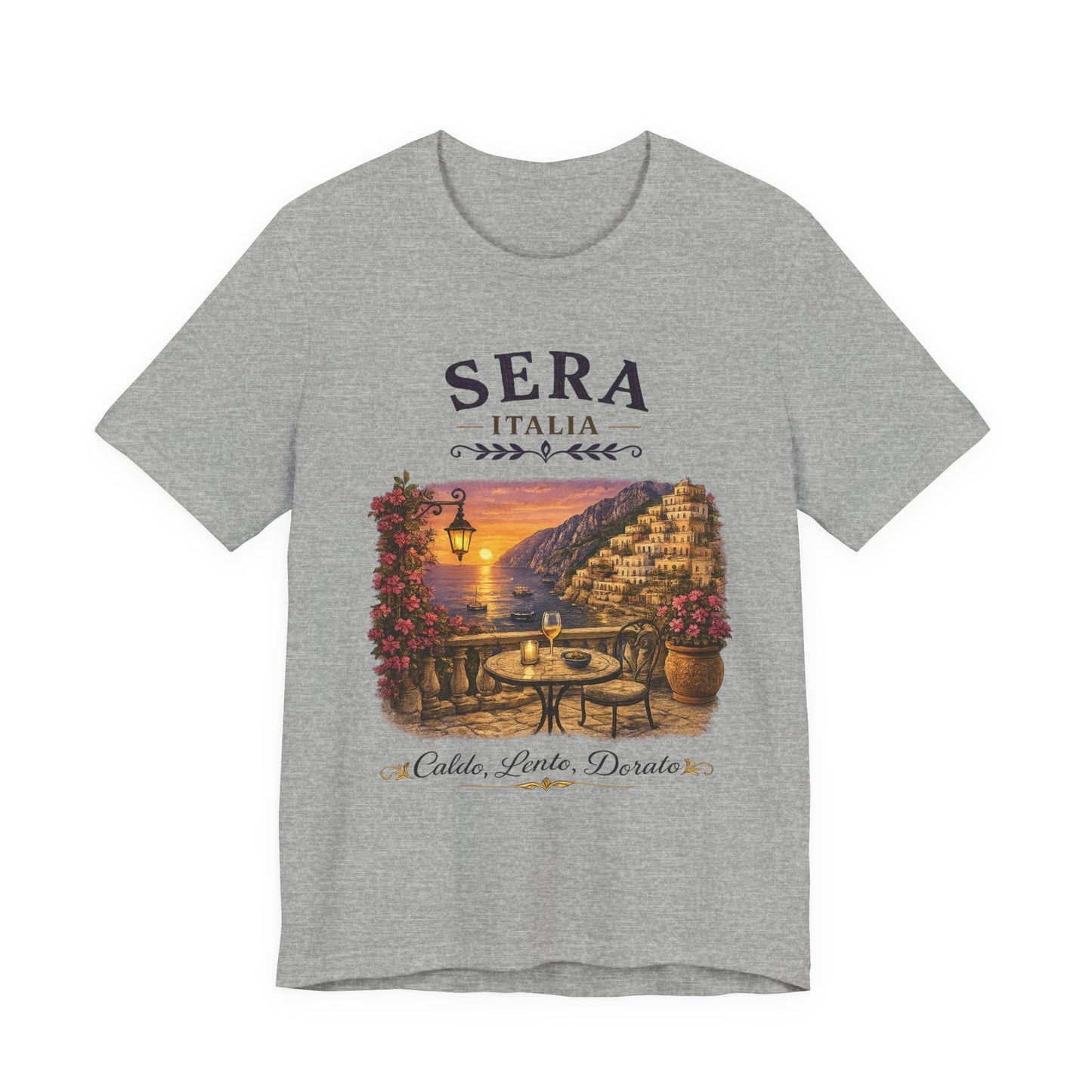 Sera Italia Vintage Graphic Tee – Golden Italian Sunset Coastal Shirt