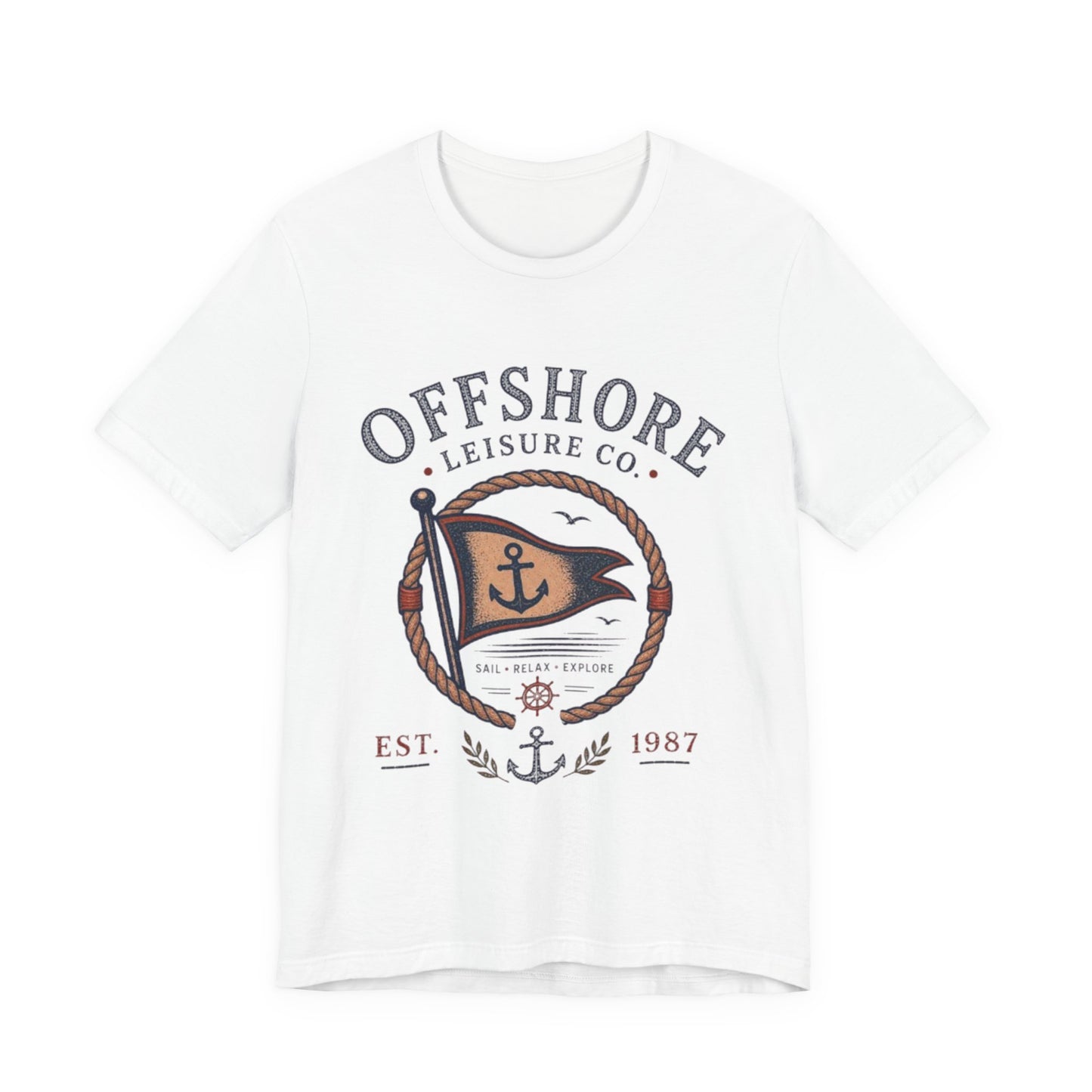 Offshore Leisure Co. Vintage Graphic Tee – Retro Nautical Flag Style Shirt