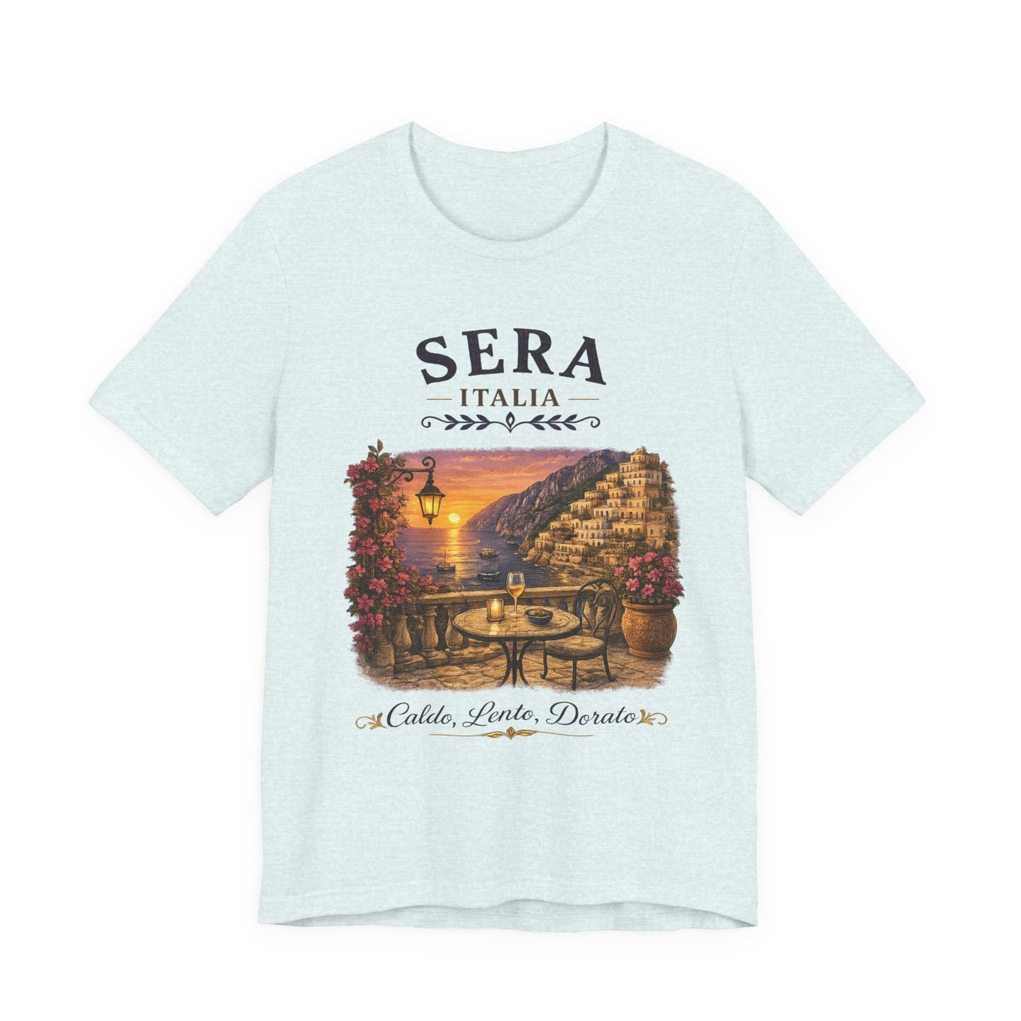 Sera Italia Vintage Graphic Tee – Golden Italian Sunset Coastal Shirt