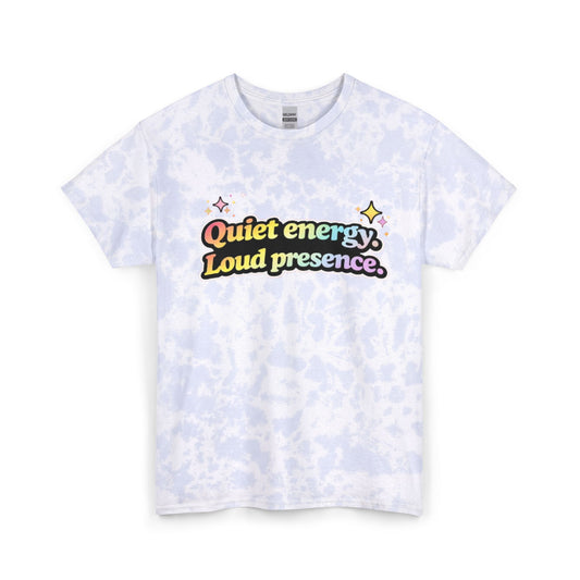 "Quiet energy, Loud presence." Tie-Dye Retro Graphic Tee
