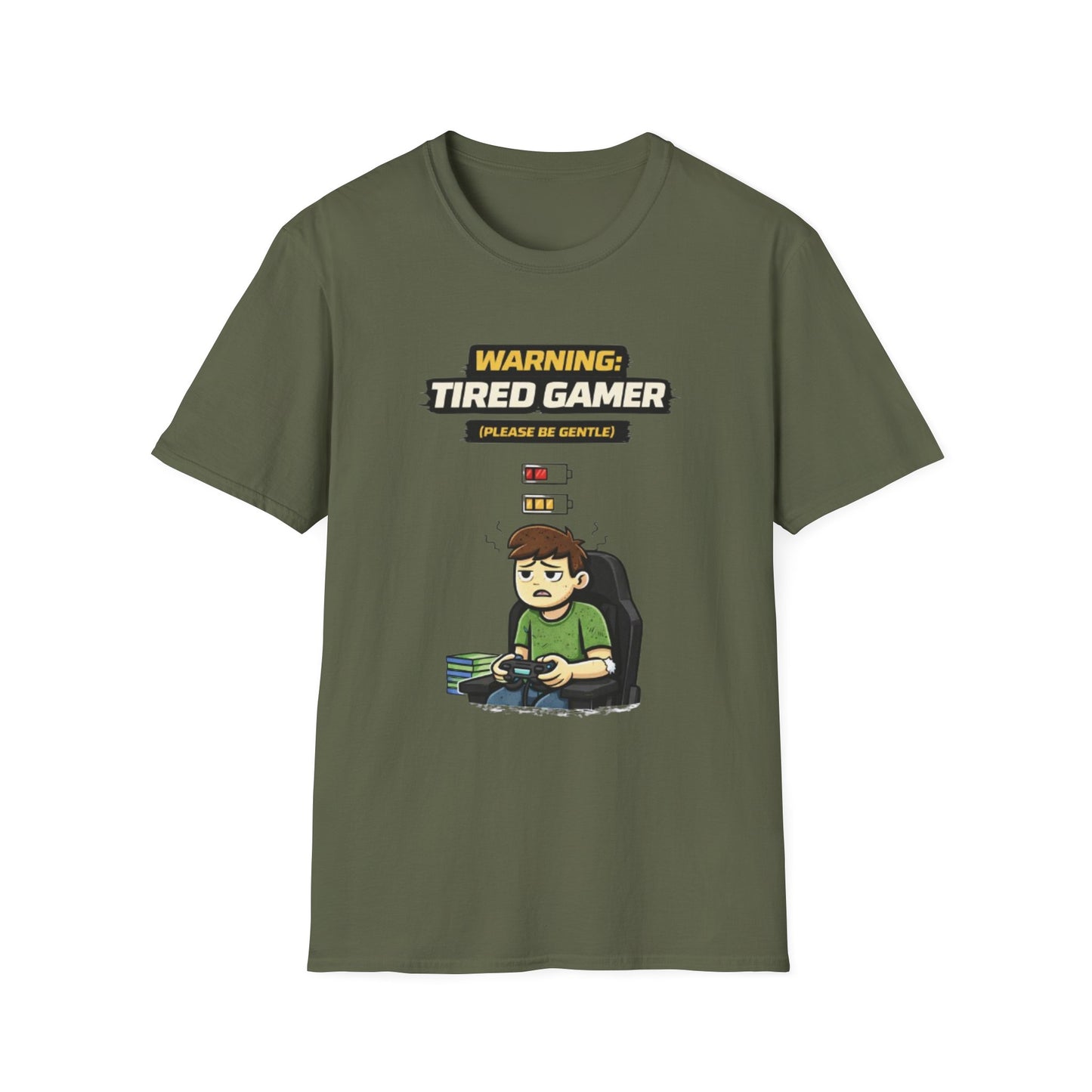 "Warning Tired Gamer" Funny Gamer Graphic Tee
