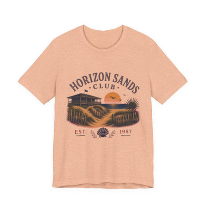 Horizon Sands Club Vintage Graphic Tee – Retro Coastal Sunset Style Shirt