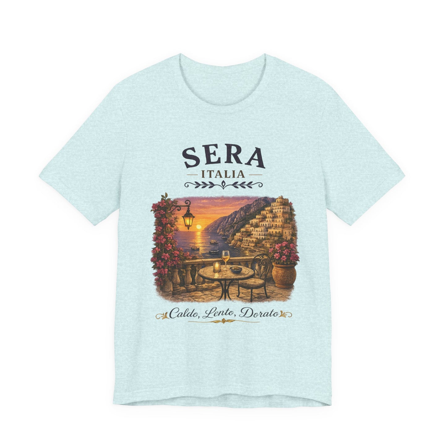 Sera Italia Vintage Graphic Tee – Golden Italian Sunset Coastal Shirt