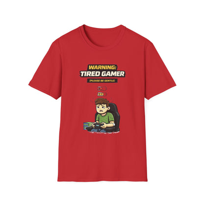 "Warning Tired Gamer" Funny Gamer Graphic Tee