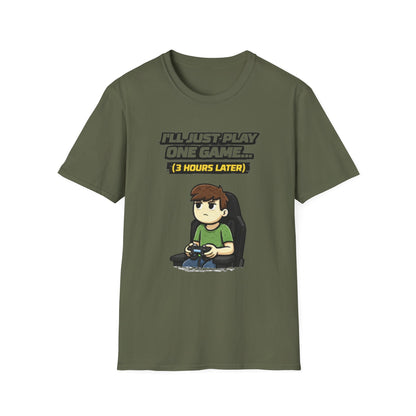 "I'll Just Play One Game...3 Hours Later" Funny Gamer Graphic Tee