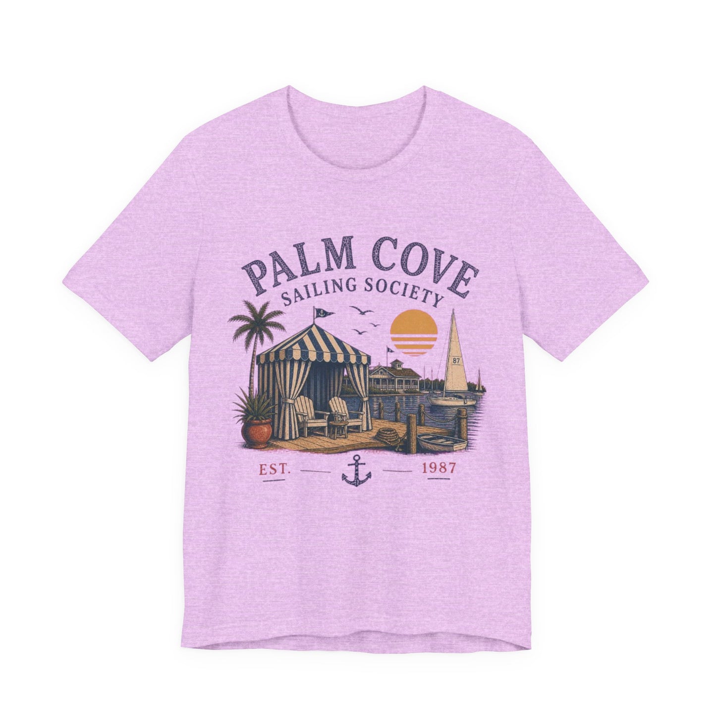 Palm Cove Sailing Society Vintage Graphic Tee – Retro Marina Style Shirt