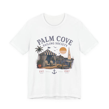 Palm Cove Sailing Society Vintage Graphic Tee – Retro Marina Style Shirt