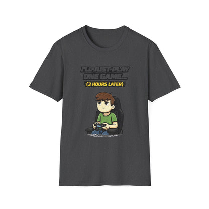 "I'll Just Play One Game...3 Hours Later" Funny Gamer Graphic Tee