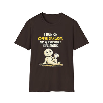 "Coffee, Sarcasm & Questionable Decisions" Funny Graphic Tee