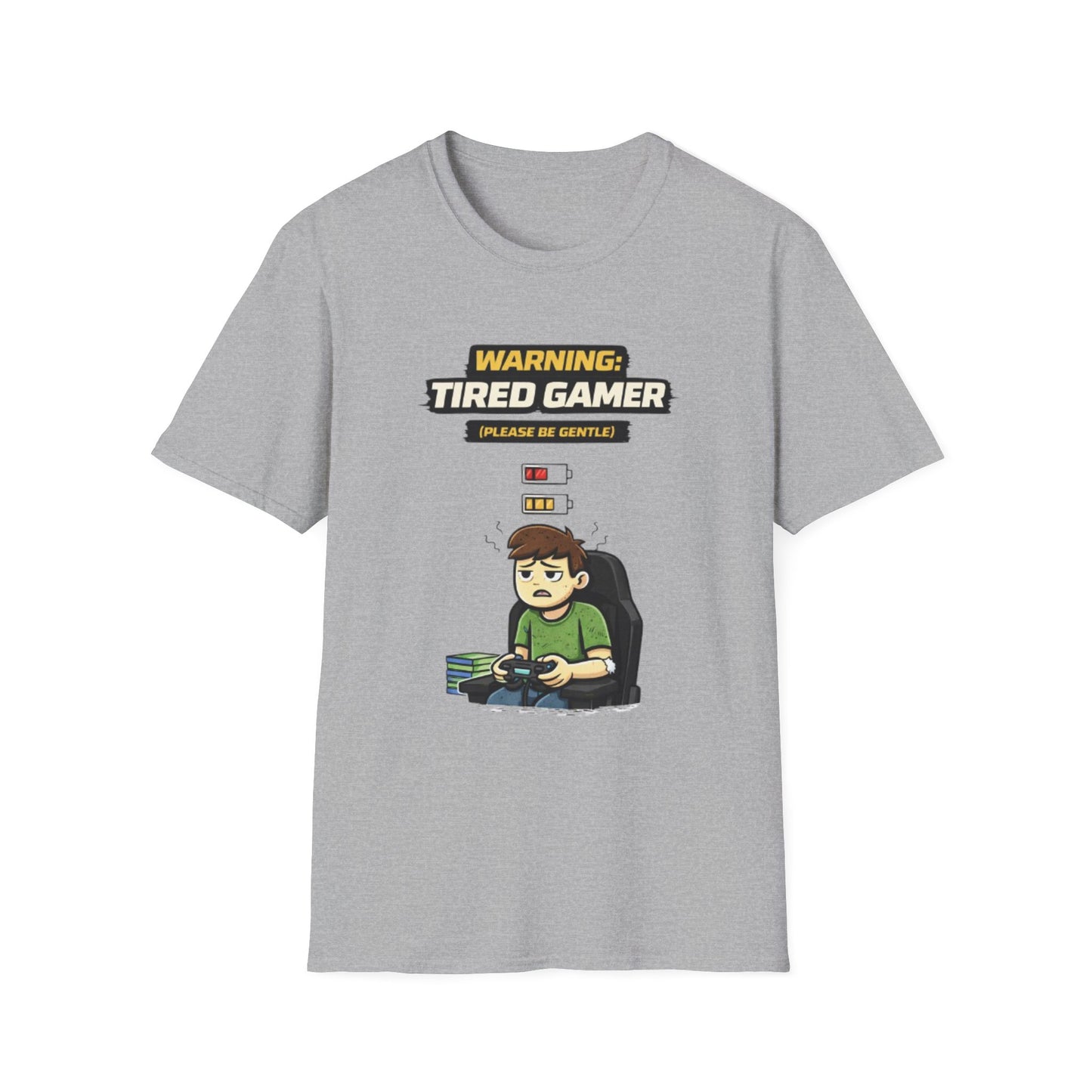 "Warning Tired Gamer" Funny Gamer Graphic Tee