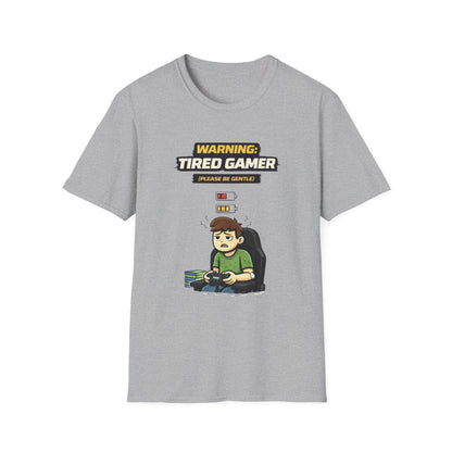 "Warning Tired Gamer" Funny Gamer Graphic Tee