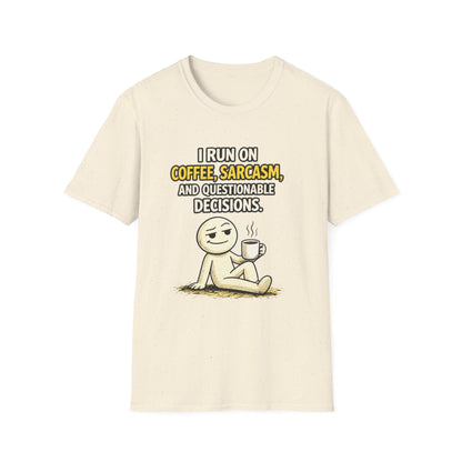 "Coffee, Sarcasm & Questionable Decisions" Funny Graphic Tee