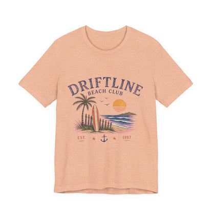 Driftline Beach Club Vintage Graphic Tee – Retro Coastal Surf Style Shirt