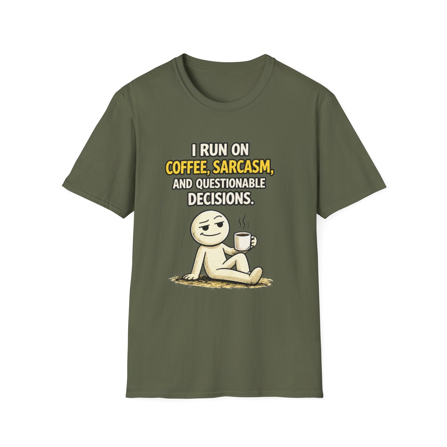 "Coffee, Sarcasm & Questionable Decisions" Funny Graphic Tee