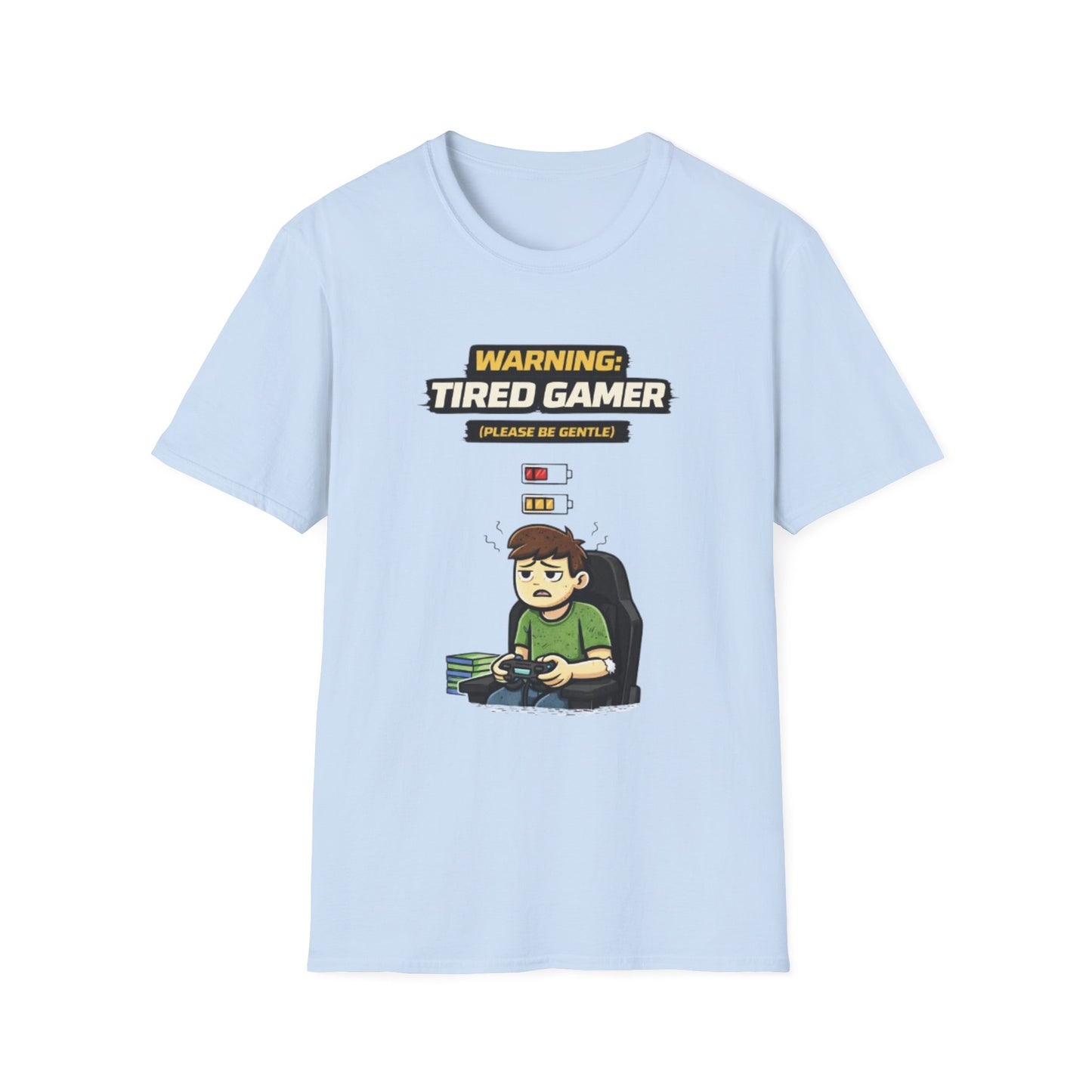 "Warning Tired Gamer" Funny Gamer Graphic Tee