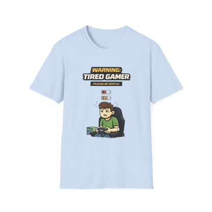 "Warning Tired Gamer" Funny Gamer Graphic Tee