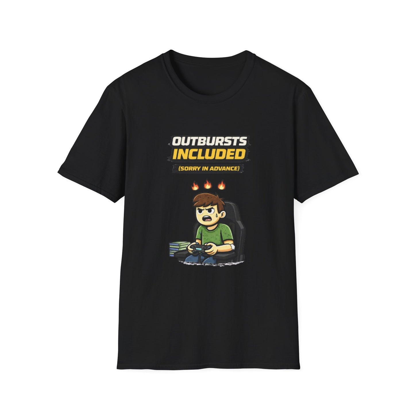 “Outbursts Included — Sorry in Advance” Funny Gamer Graphic Tee