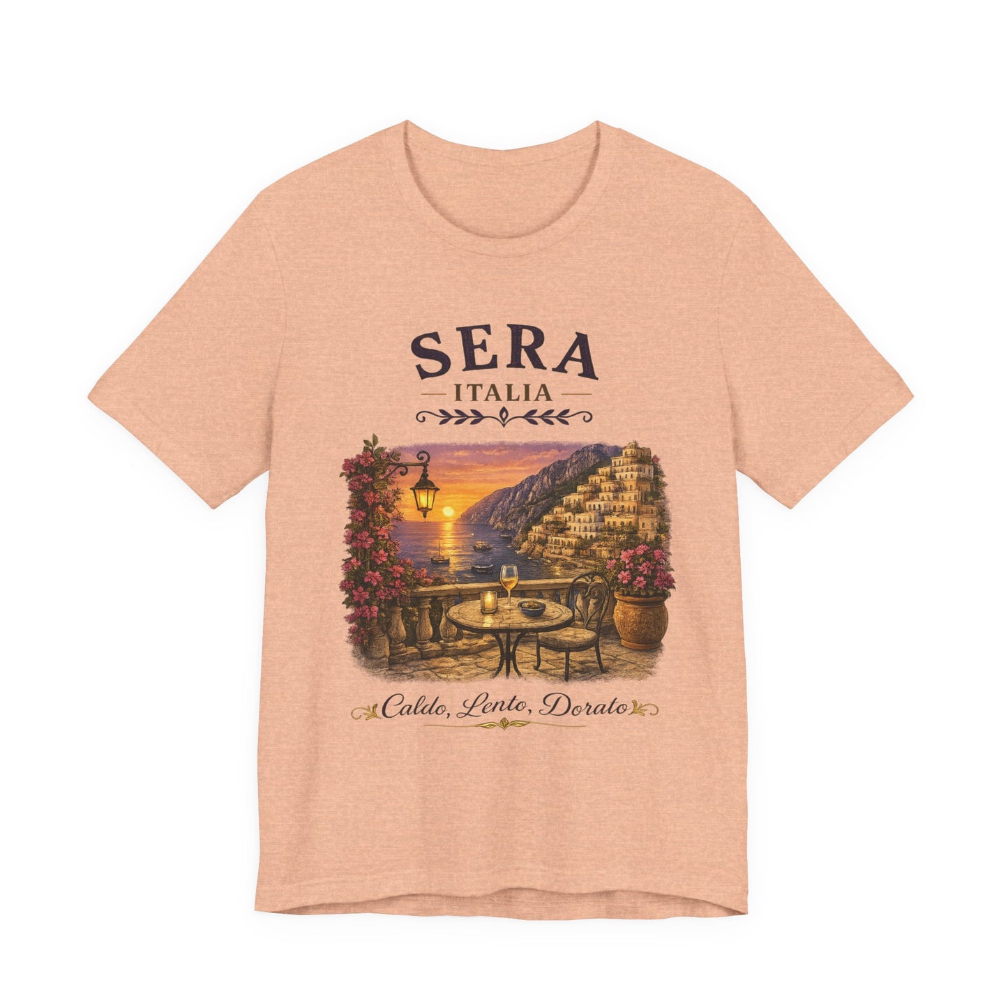 Sera Italia Vintage Graphic Tee – Golden Italian Sunset Coastal Shirt