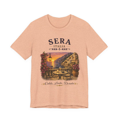 Sera Italia Vintage Graphic Tee – Golden Italian Sunset Coastal Shirt